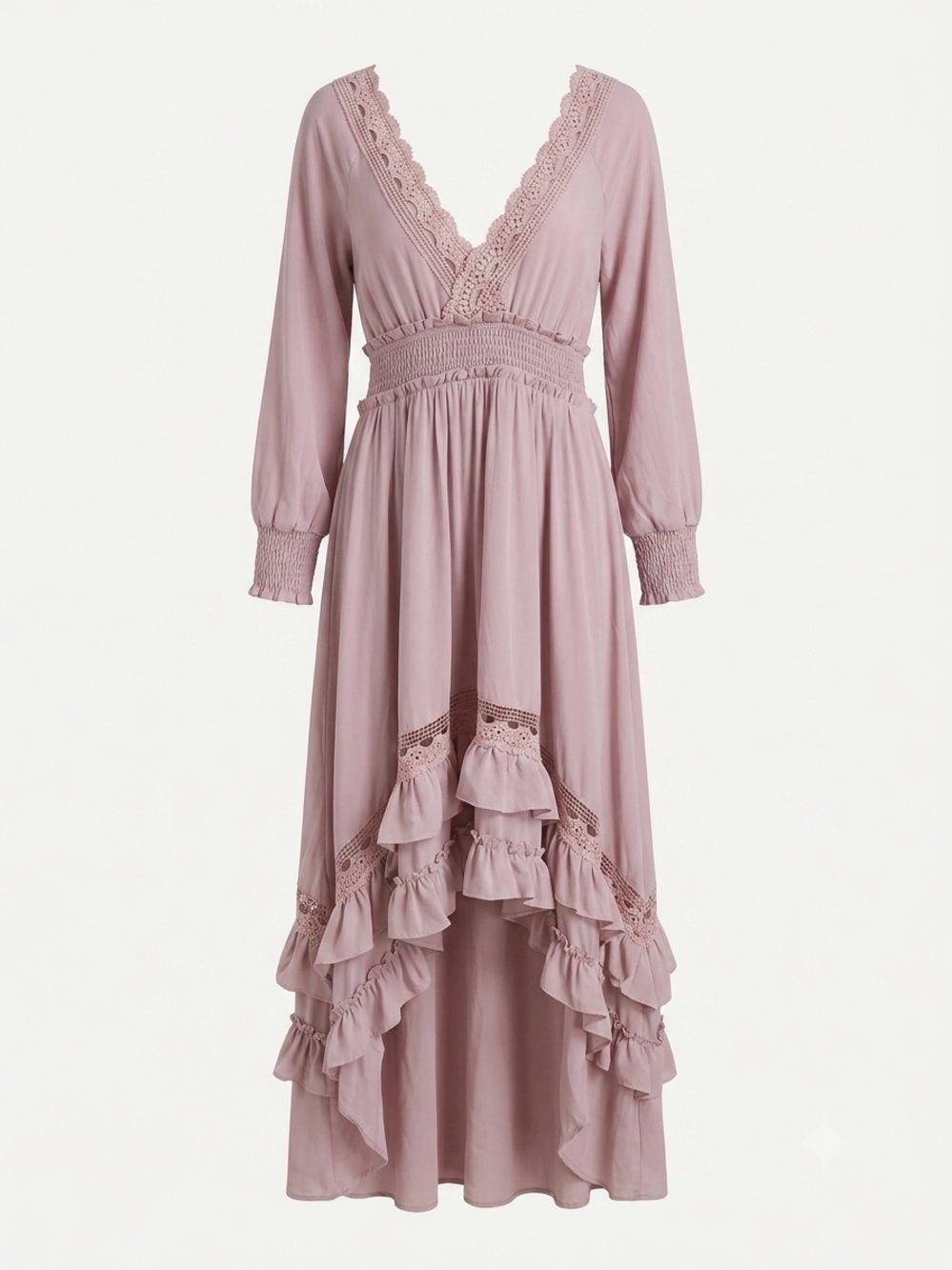 Baltic Born Dusty Rose V-Neck Ruffle Maxi Dress - Picture 2 of 7